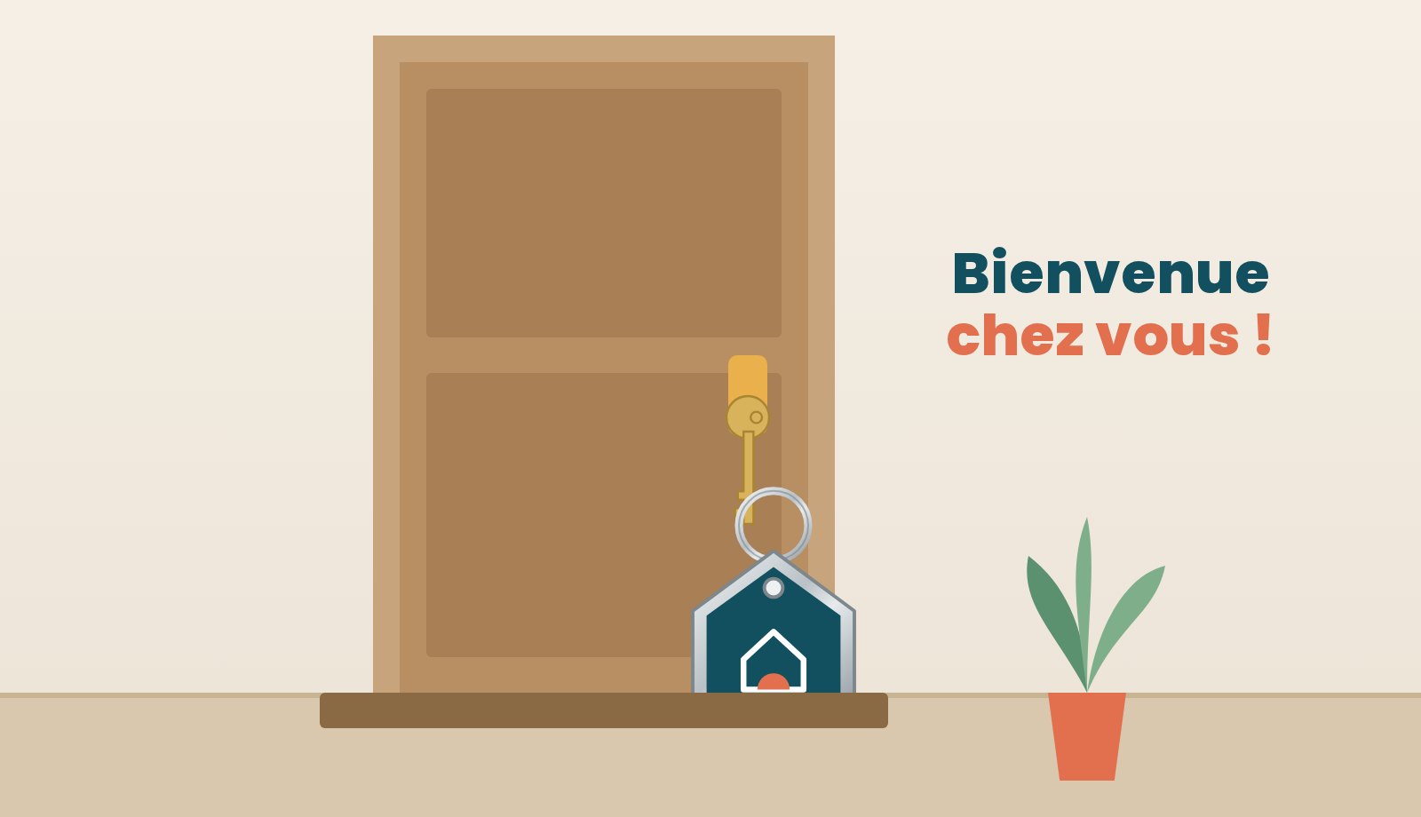 Remise d'un trousseau de clés avec son porte-clés personnalisé