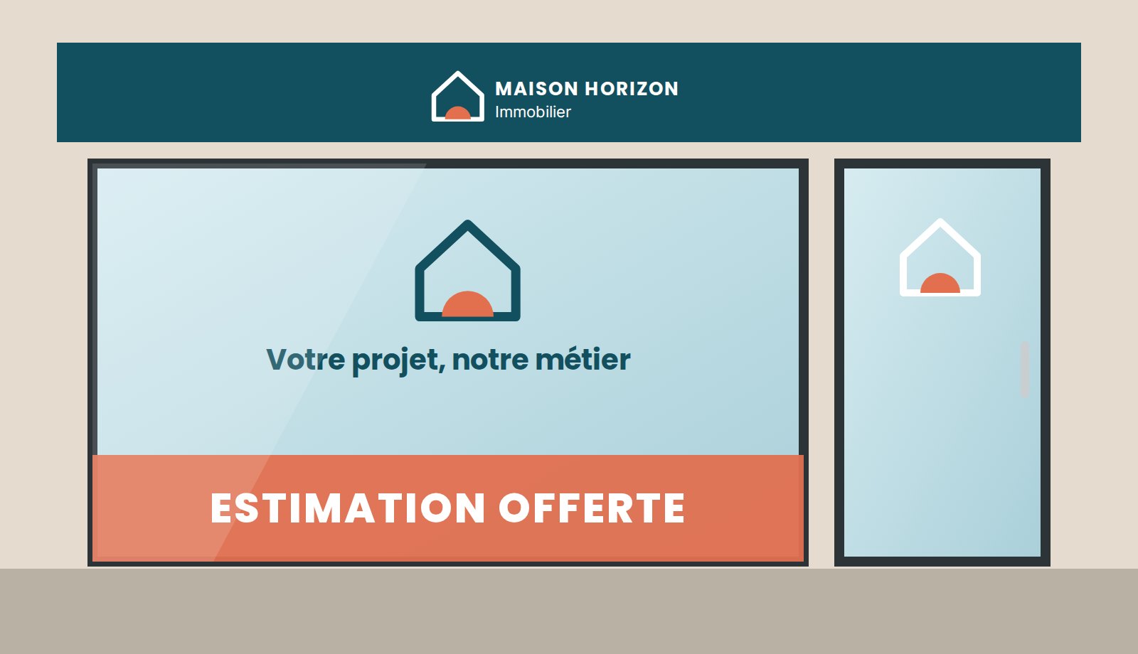 Vitrine d'agence habillée d'adhésifs imprimés